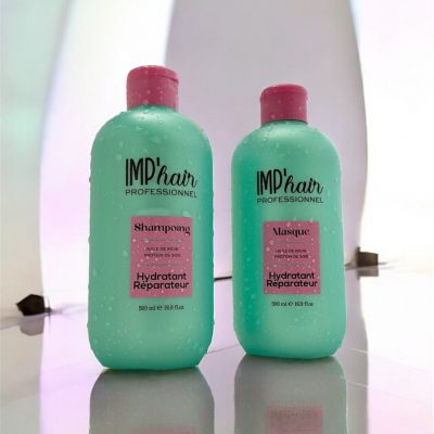 Duo Shampoing et Masque Glow Ur Mane 500ml sur fond dégradé